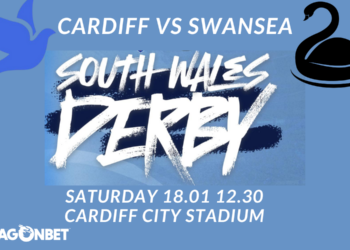 Cardiff City’s Omer Riza and Swansea’s Liam Cullen have their Derby Day Faces on